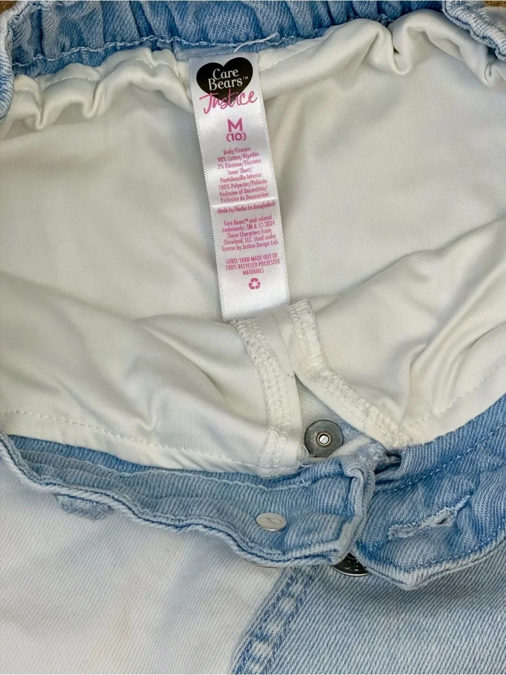 Care Bears Justice Two-Tone Denim Skirt - Pink & Light Blue Girls Size M/10